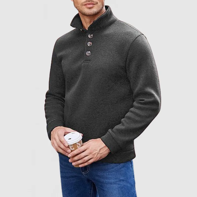 Men's Casual Turtleneck Button-Down Basic Sweater