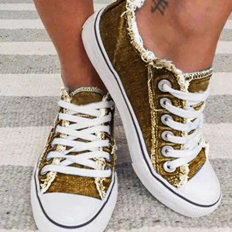 Women's Sneakers Star Striped Lace-up Canvas Sneakers