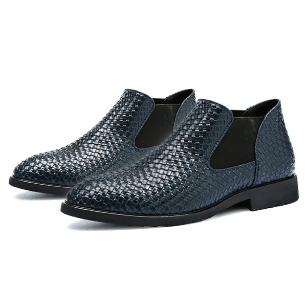 Men's Wide-Toe Comfortable Lightweight Breathable Crocodile Pattern Leather Shoes