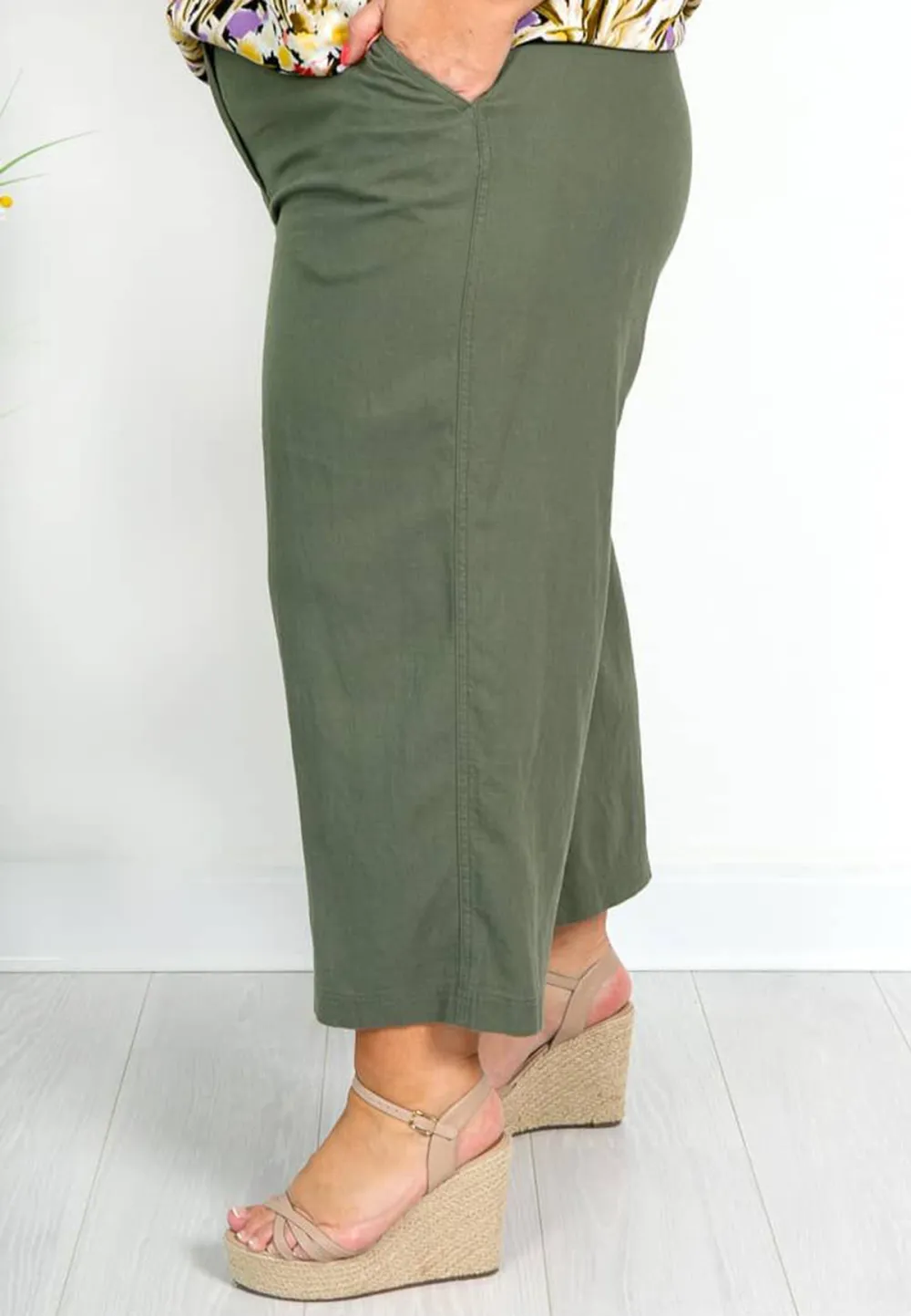 Khaki Linen Culottes