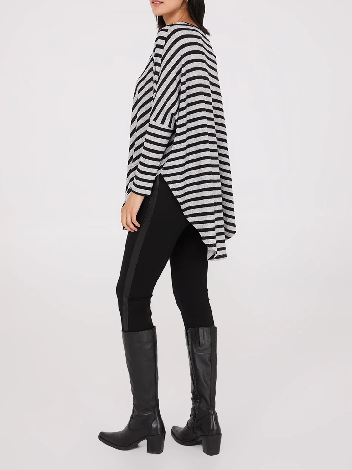 Striped Batwing High-Low Top