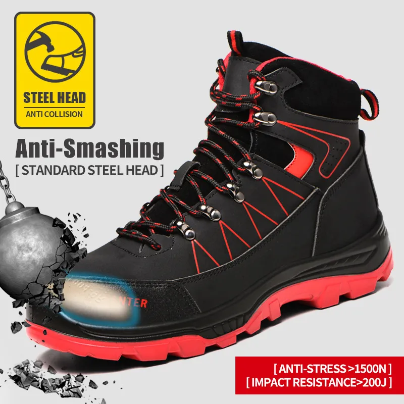 Men Steel Toe Cap Waterproof Safety Boots Outdoor Hiking Shoes (Durability Upgrade)