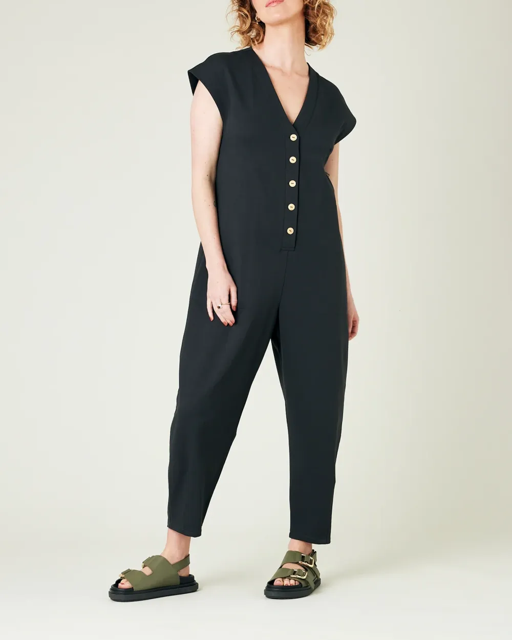 SLATE COTTON JERSEY JUMPSUIT