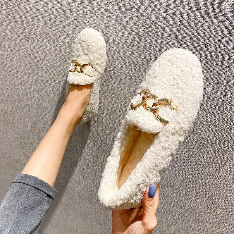 Cilool Furry Flats Loafers Fu66