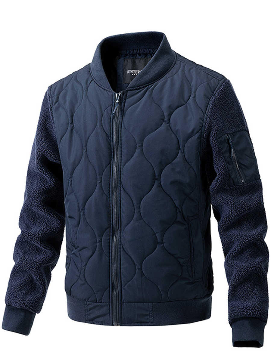 Men's woolen sleeve patchwork quilted jacket