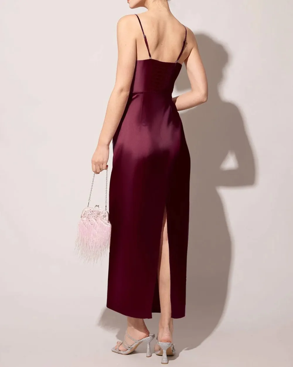 Burgundy suspender dress