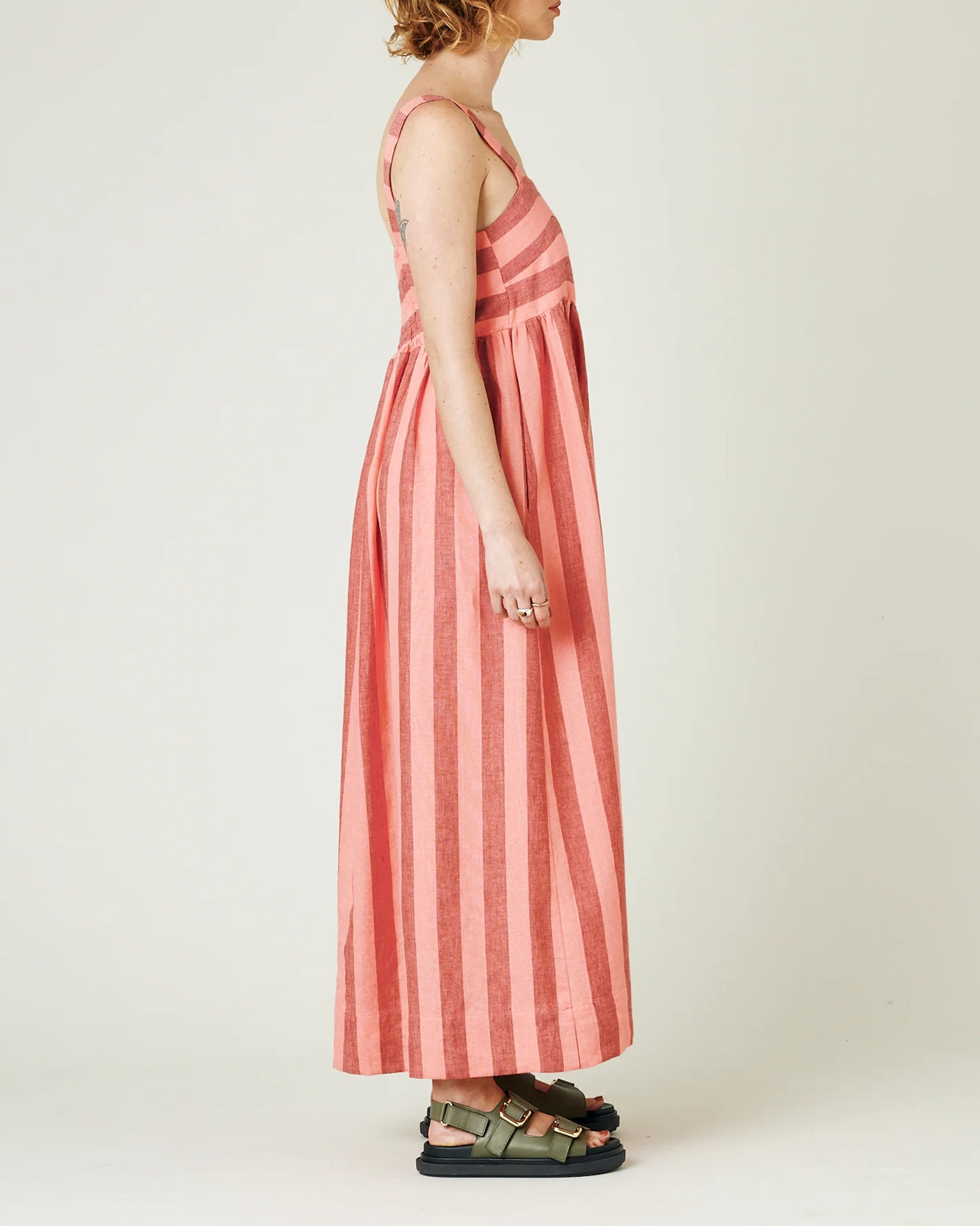 BLUSH STRIPE LINEN DRESS