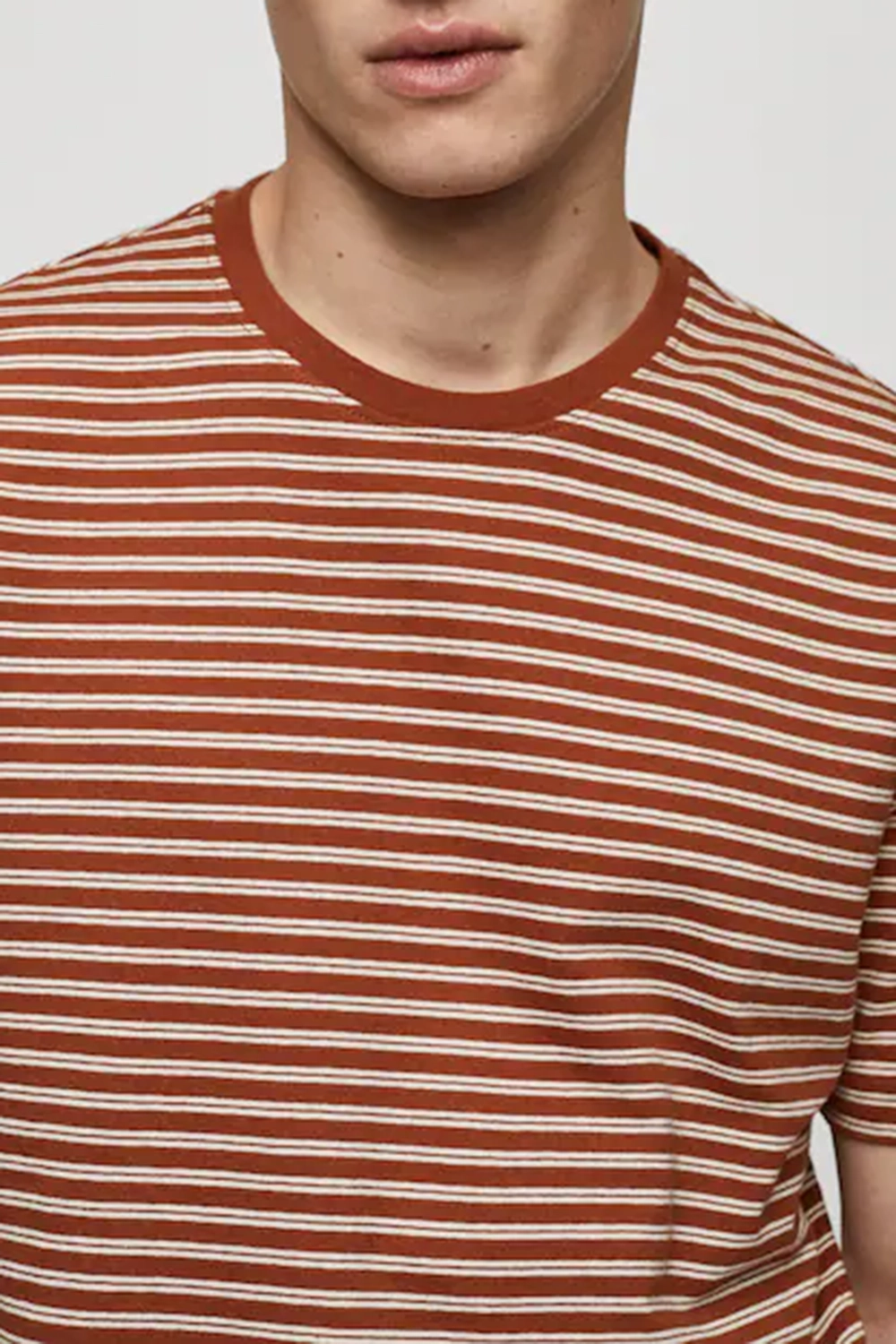 Striped cotton linen-blend T-shirt