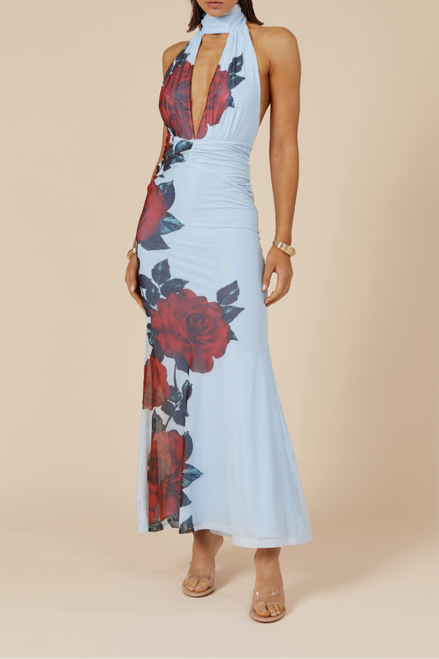 Halter neck cutout maxi dress