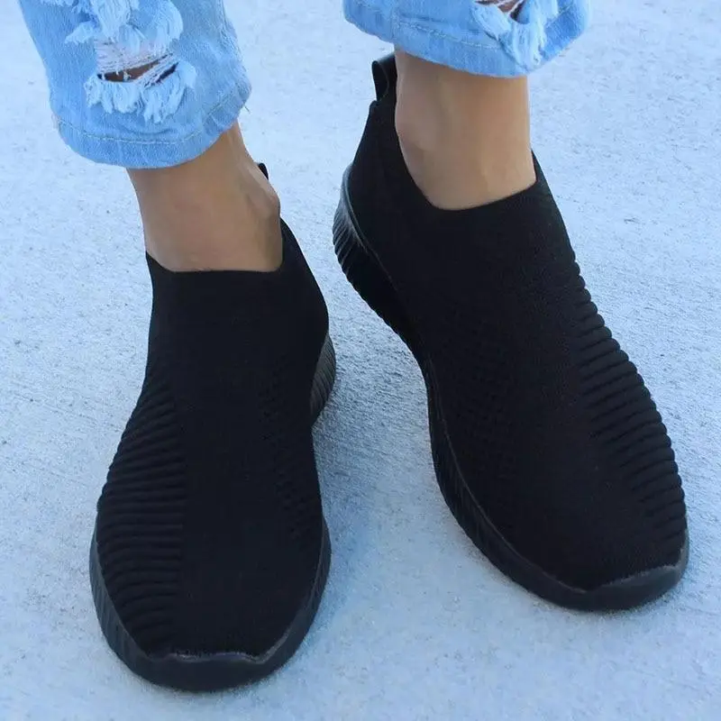 Women Shoes Knitting Sock Sneakers Slip On Flat Shoes