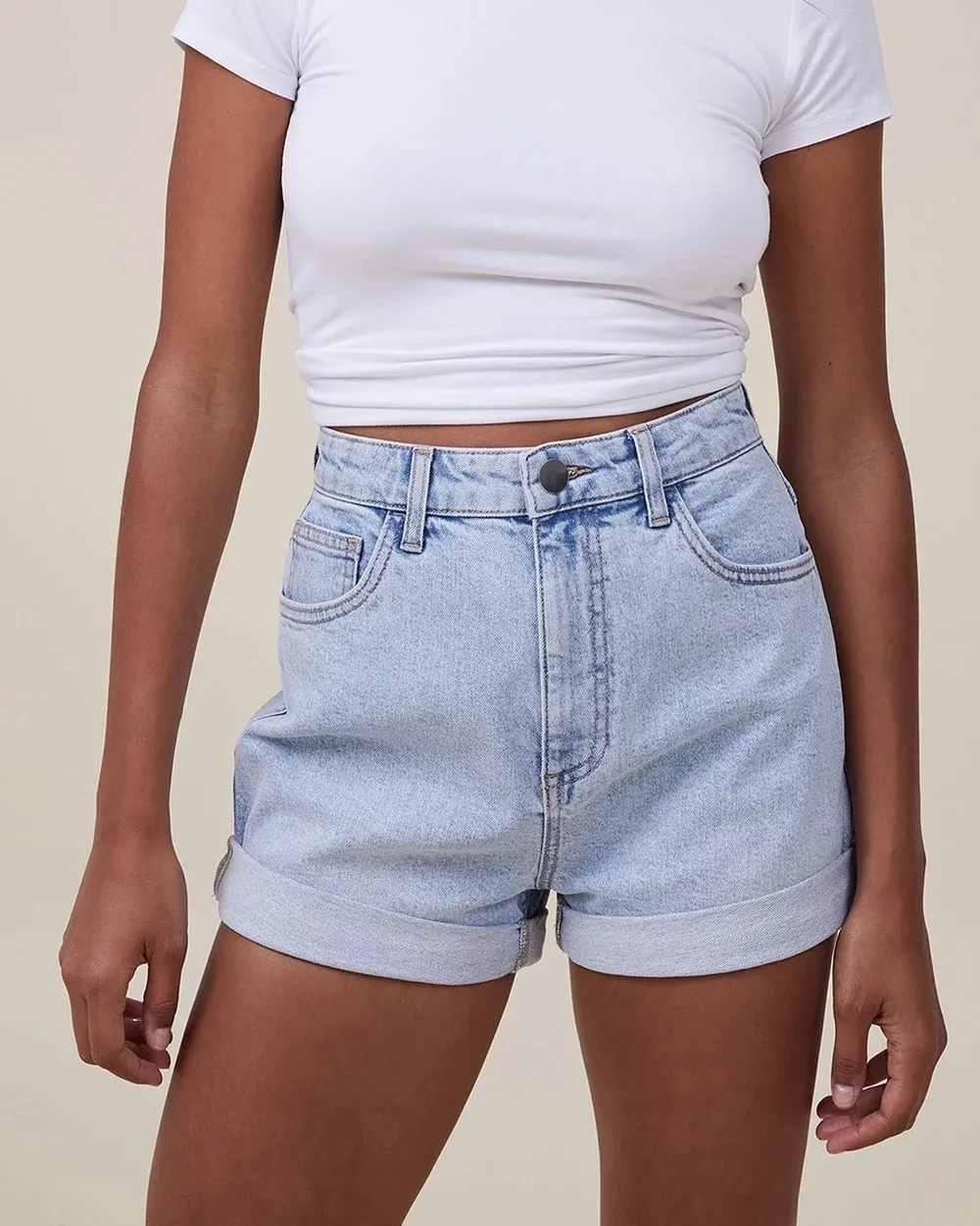 High Rise Classic Stretch Denim Shorts