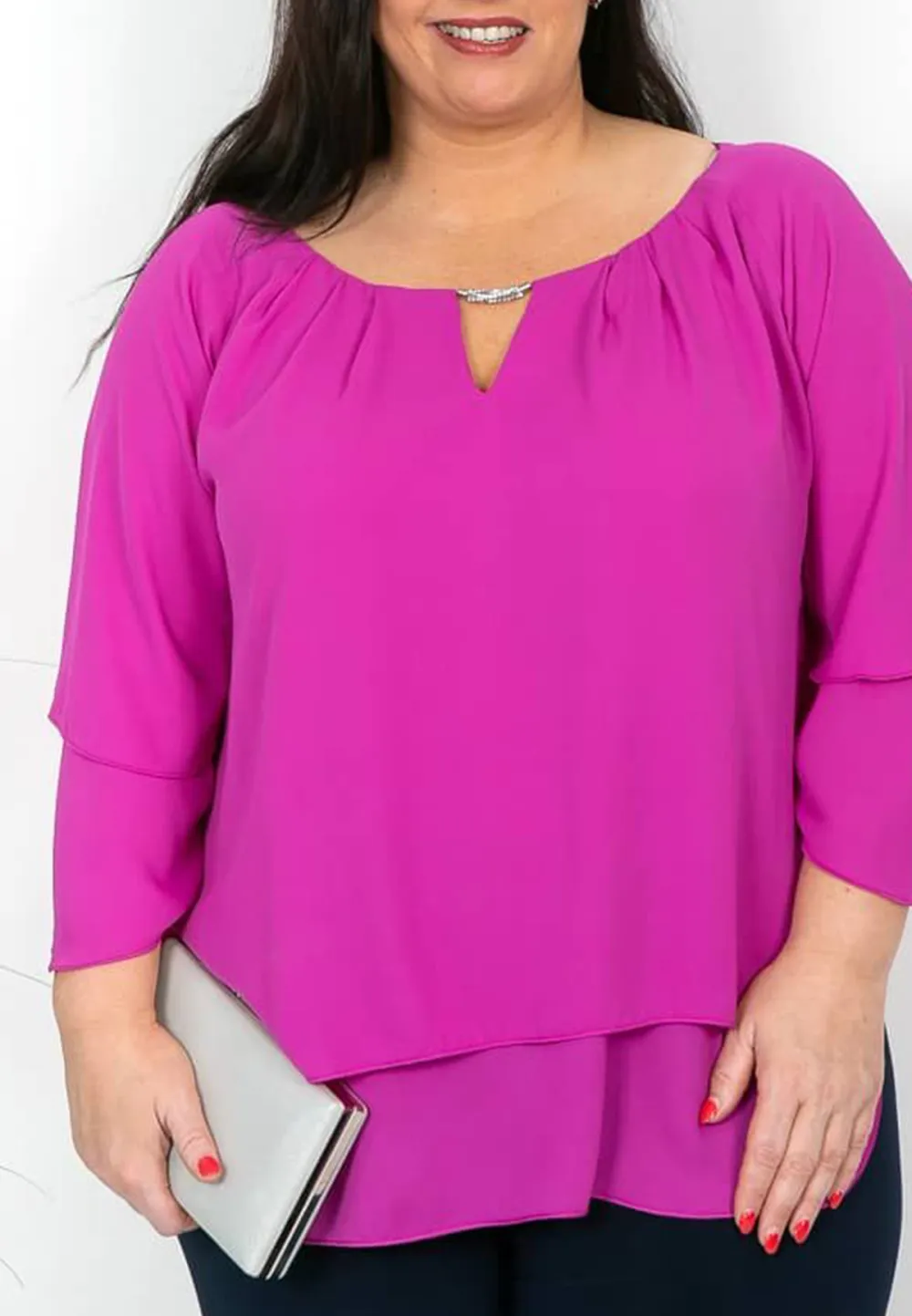 Fuchsia Bar Detail Occasion Top