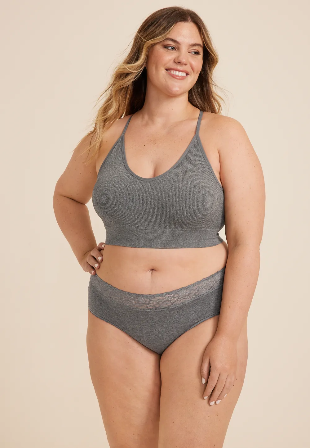 Simply Comfy Dark Heather Gray Cotton Hipster Panty