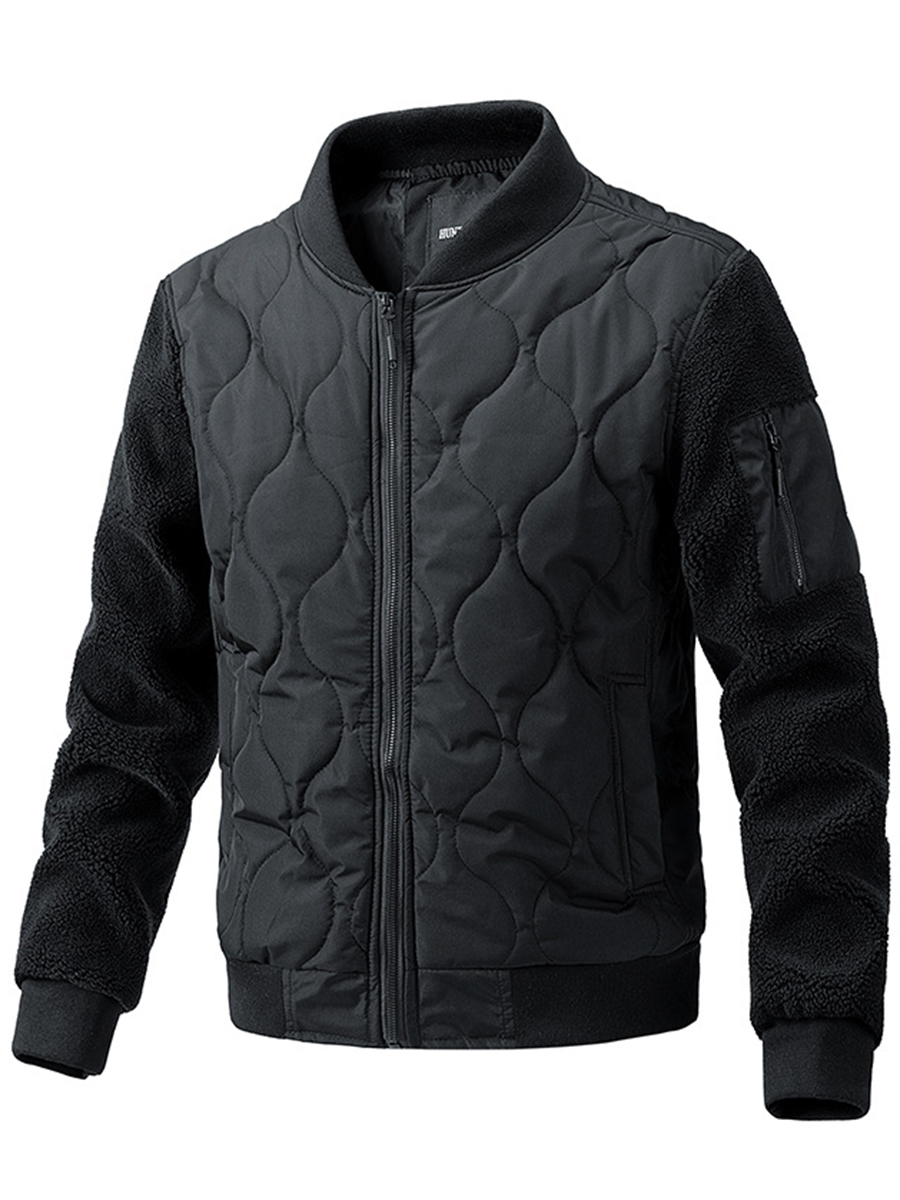 Men's woolen sleeve patchwork quilted jacket