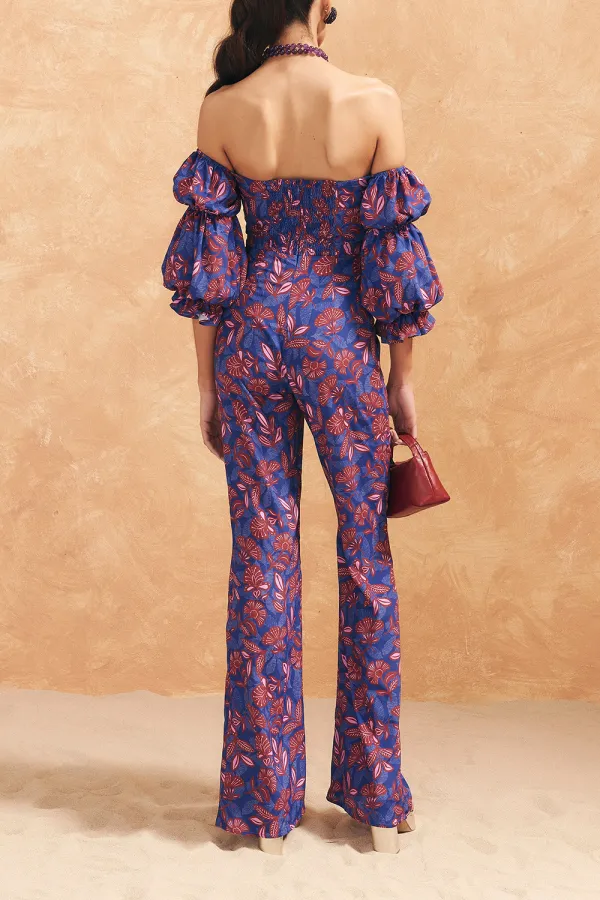 Drop Shoulder Art Print Teneguia Jumpsuit