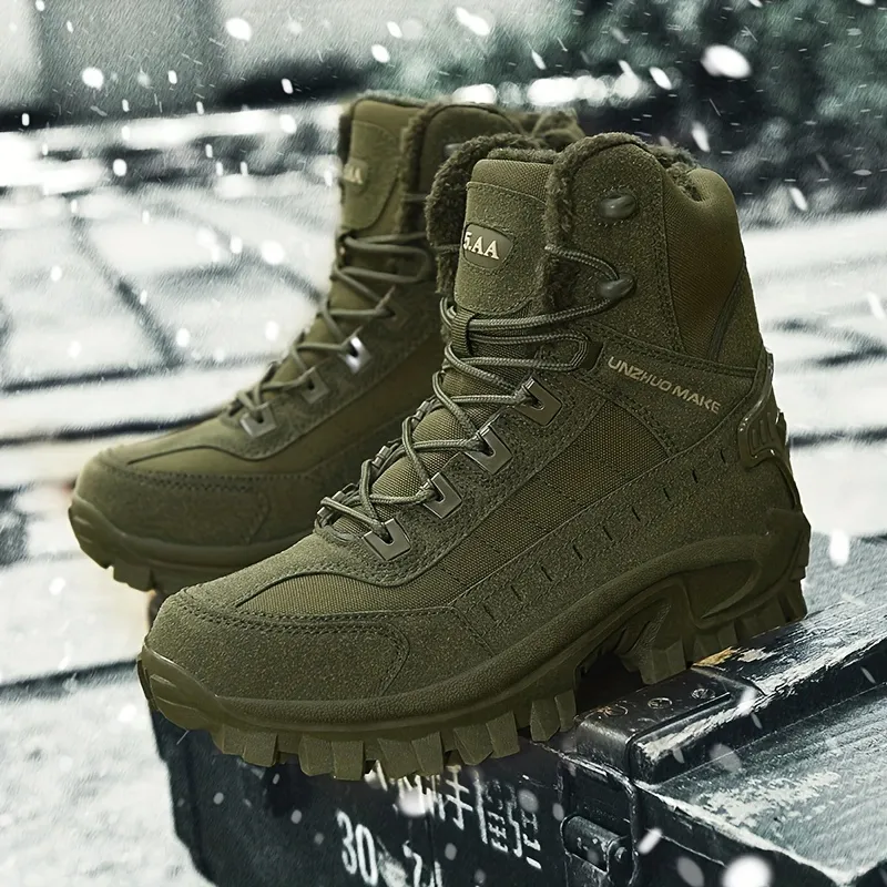 Men's Winter Warm Combat Boots Waterproof Non-Slip Hiking Boots Work Boots (Insulated Version)