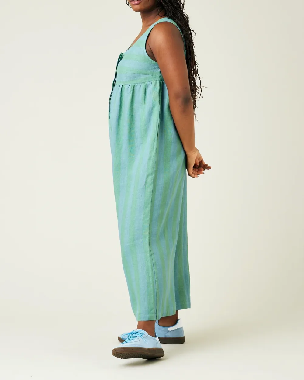 OCEAN STRIPE LINEN JUMPSUIT