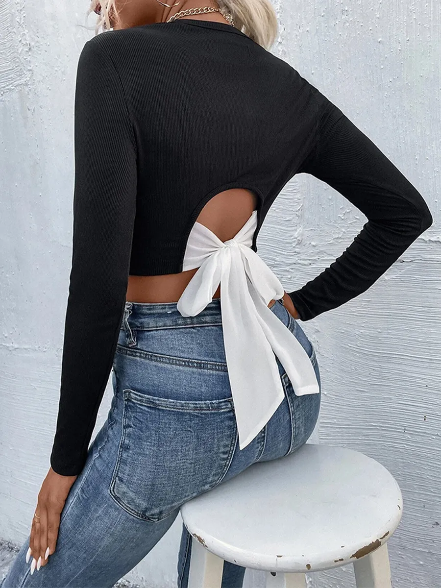 Crewneck Casual Contrast Top