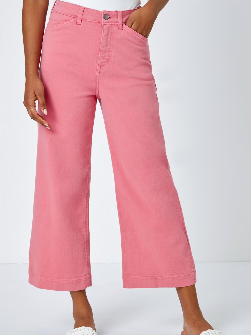 Pink wide-leg casual pants