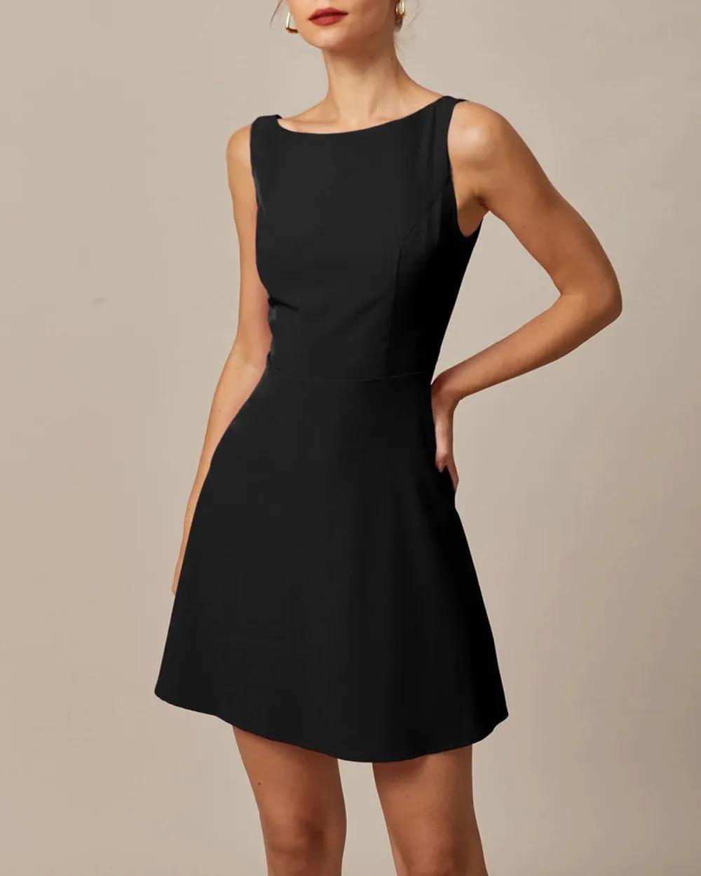 Black deep v back dress