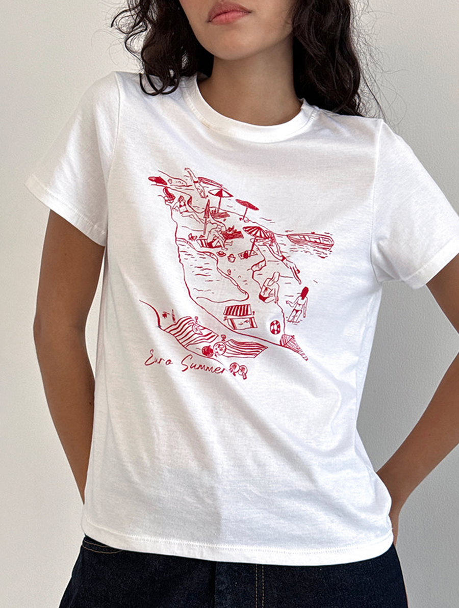 Royal Red Euro Summer White Saki Tee