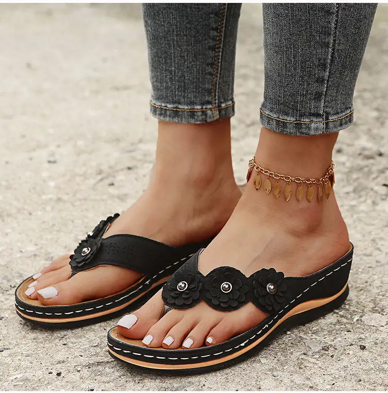 Sandals with Arch Support Anti-Slip wedges Sandal Vintage Flip Flop comfortable slippers Casual Wedge flat Sandals Shoes