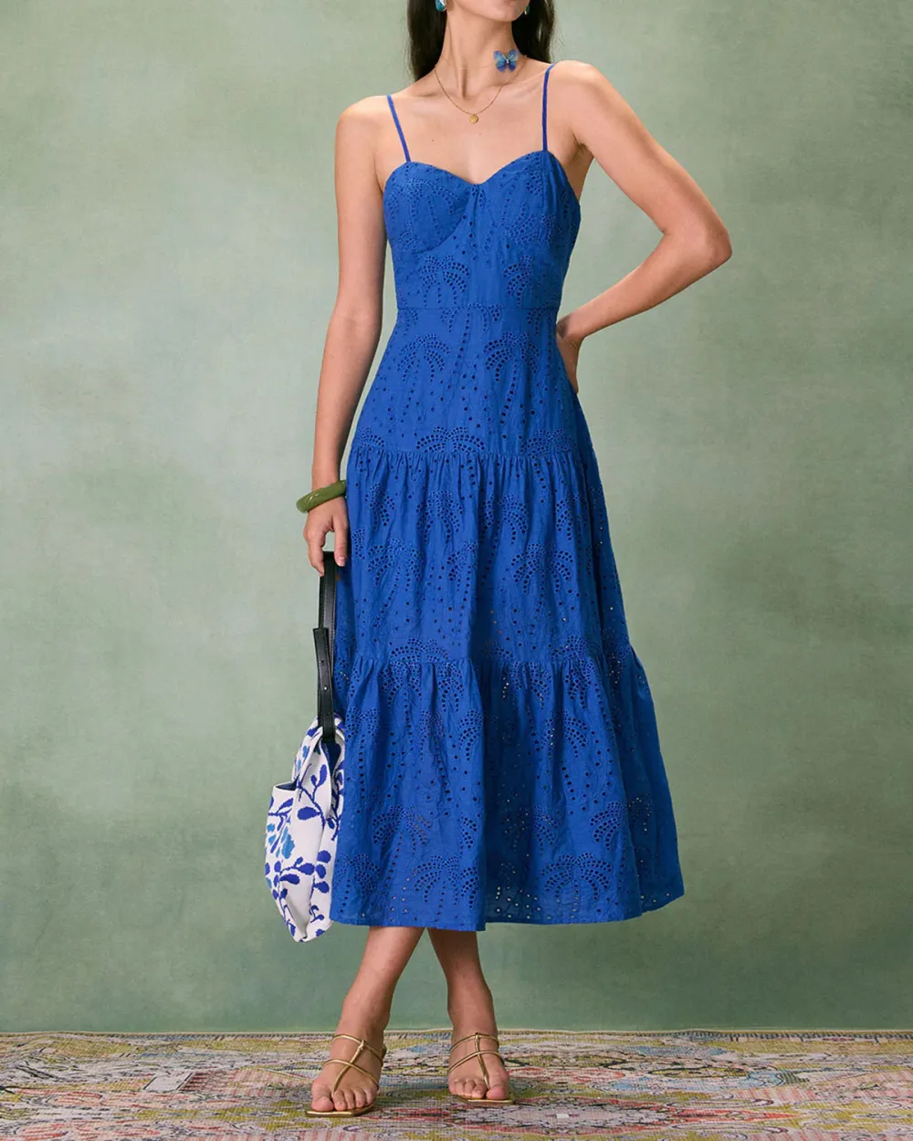 Blue hollow hanging cake dress