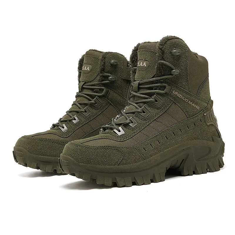 Men's Winter Warm Combat Boots Waterproof Non-Slip Hiking Boots Work Boots (Insulated Version)