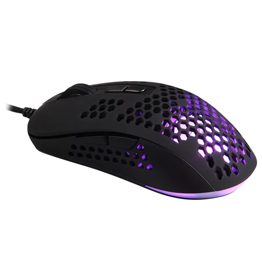 Ergonomically designed 2400dpi adjustable hollowed out cable E-sports game mouse, RGB 7-color breathing lamp For PC Laptop