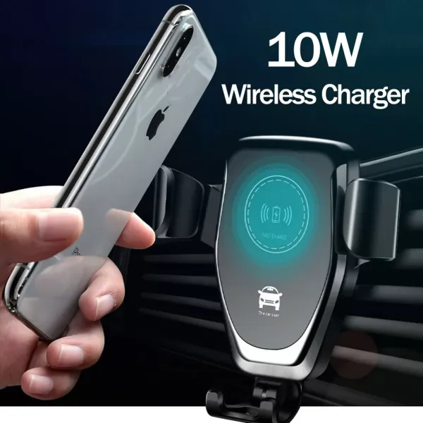 10W QI Wireless Fast Charger Car Mount Holder Stand For iPhone Sam-sung Xiaomi Huawei