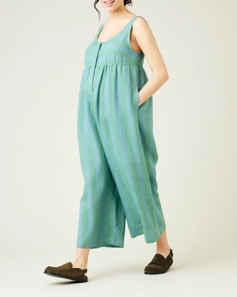 OCEAN STRIPE LINEN JUMPSUIT