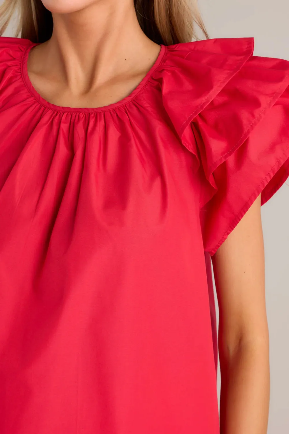 EVERYDAY RADIANCE HOT PINK RUFFLE SLEEVE TOP