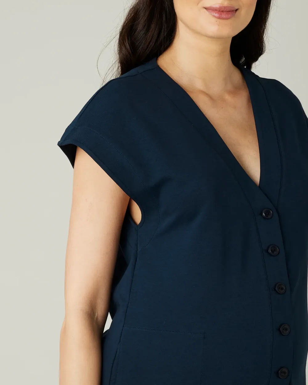 NAVY COTTON JERSEY JUMPSUIT