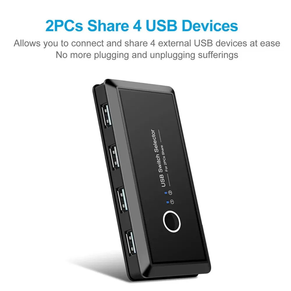 2x4 USB 2.0 Sharing Switch Selector 2 Port PCs Sharing 4 USB Devices for Keyboard Mouse Printer Two Computers Share 4-port