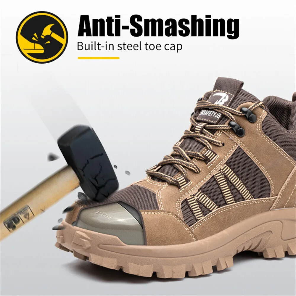 Men Breathable Safety Steel Toe Cap Boots Lightweight Non-Slip Work Shoes