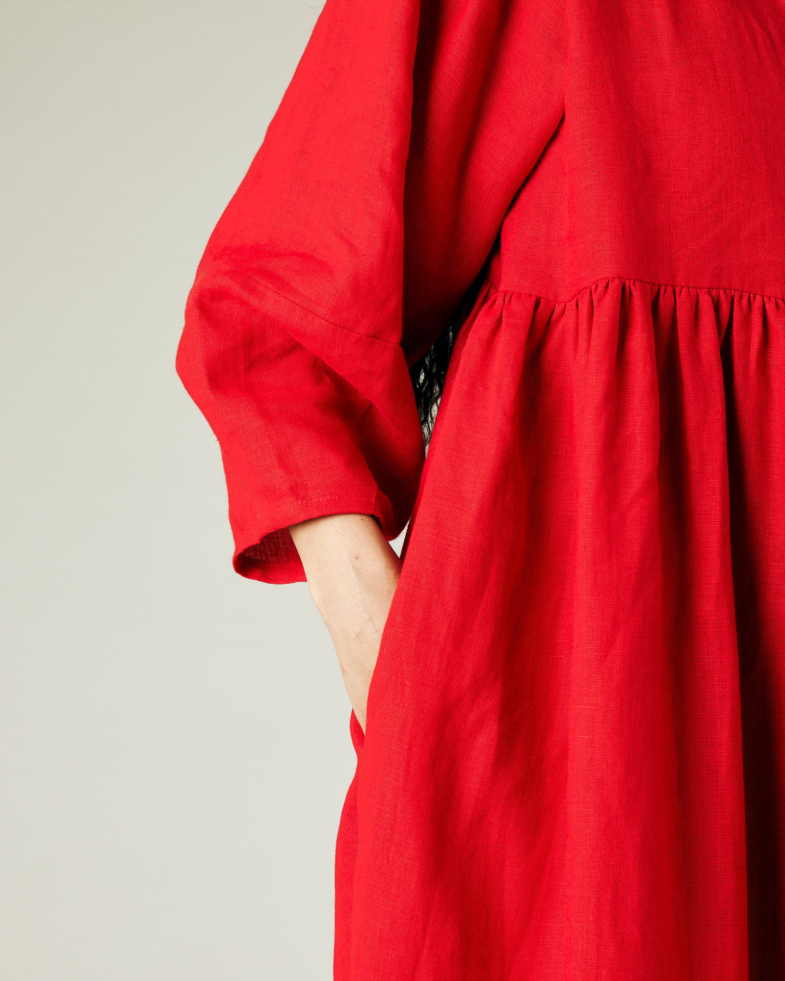 RED LINEN DRESS