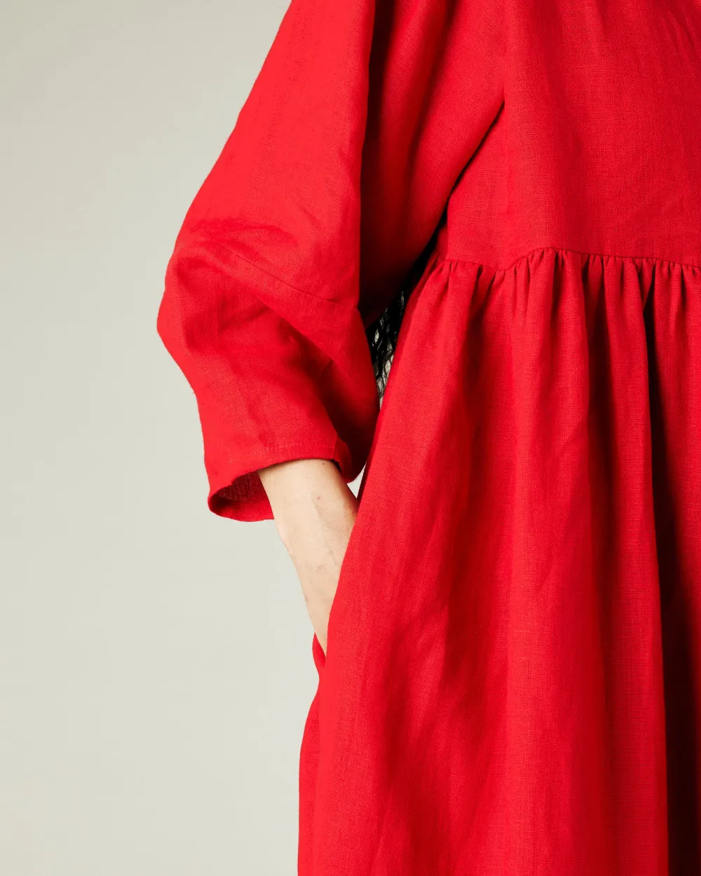 RED LINEN DRESS