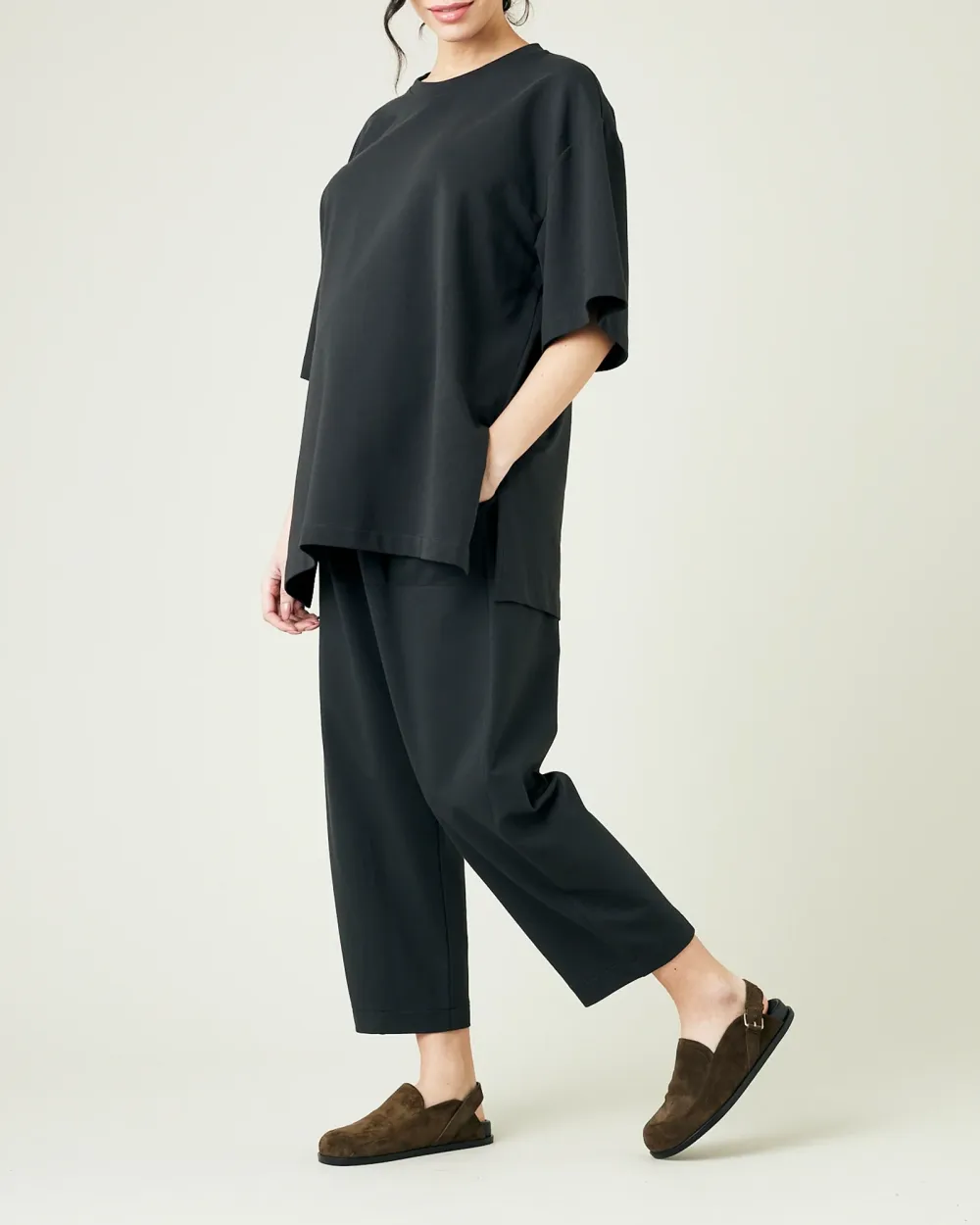 SLATE COTTON JERSEY TROUSERS