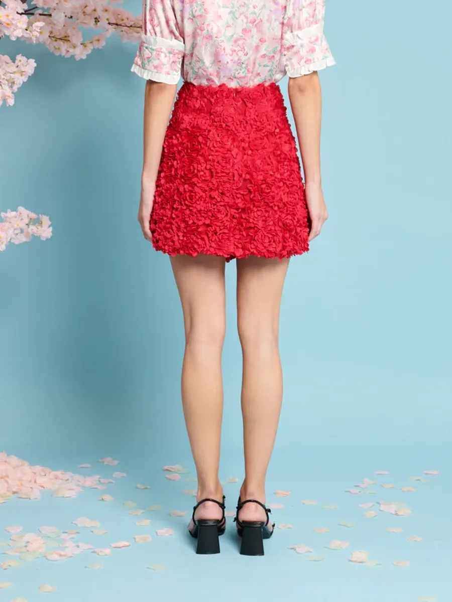 Rose Plume Mini Skirt