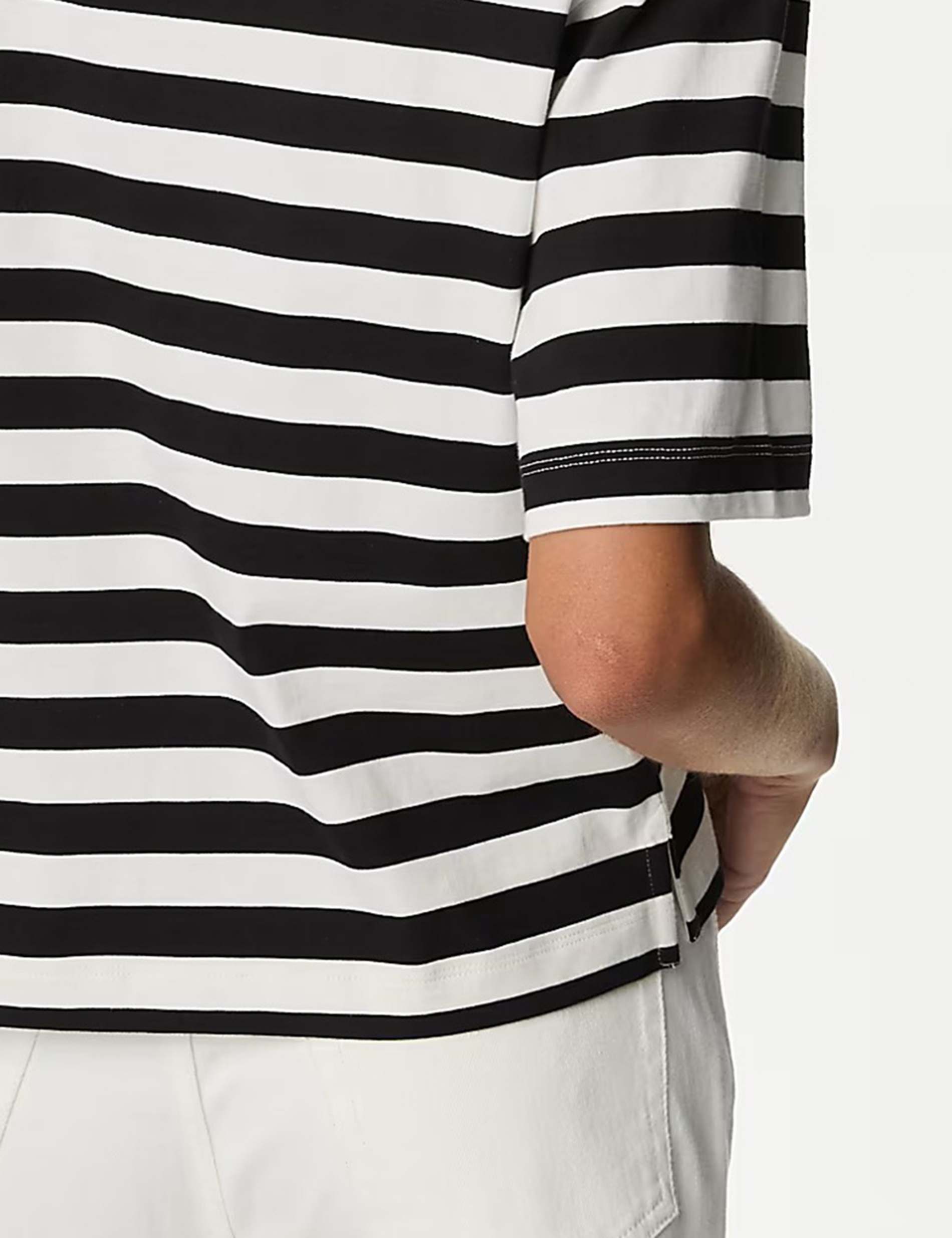 Pure Cotton Striped Boxy T-Shirt