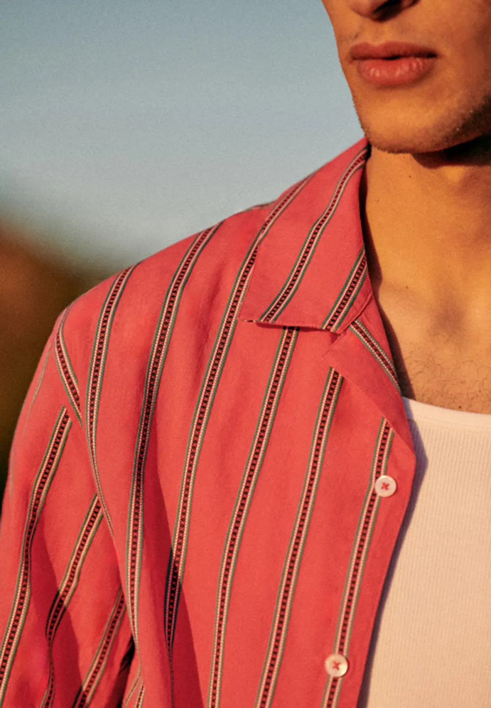 Holt Shirt-Coral Stripes