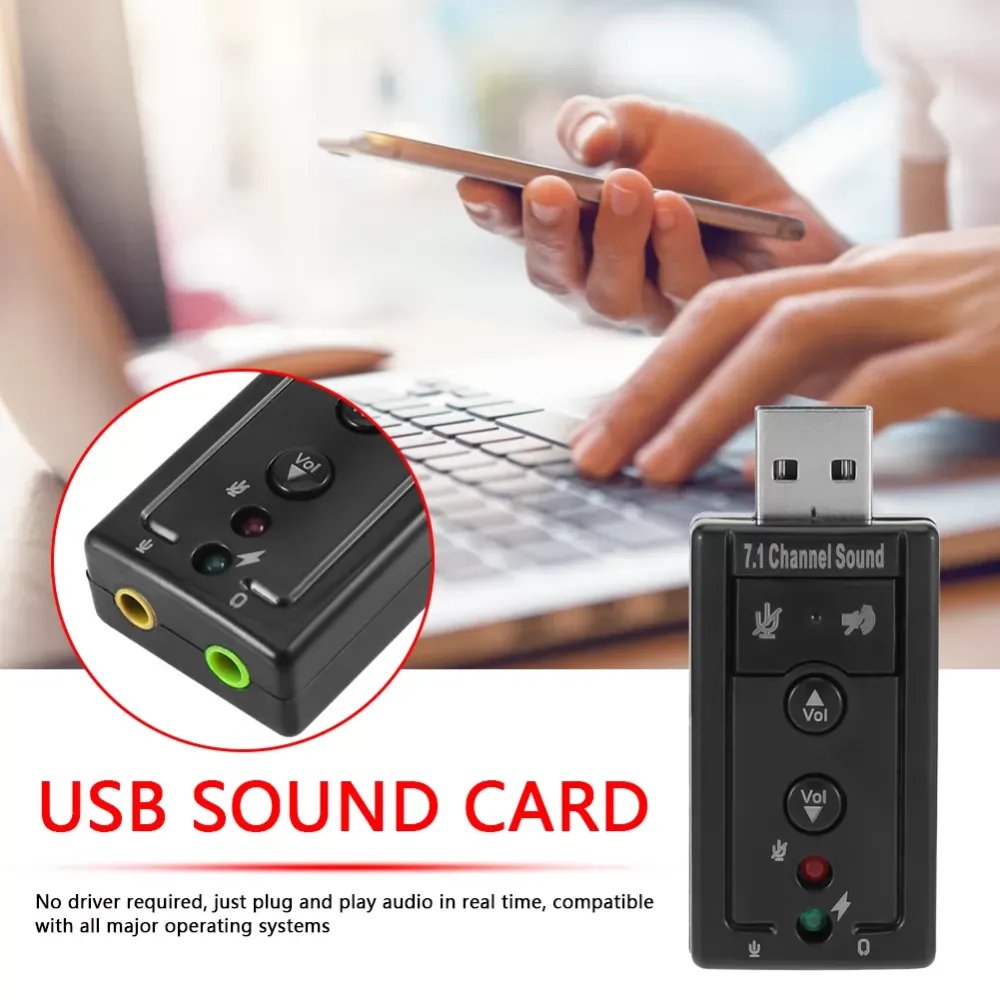 AUX Headphone Microphone Converter Stereo Headset Supports 3D Sound 7.1 External USB Sound Card Audio Adapter