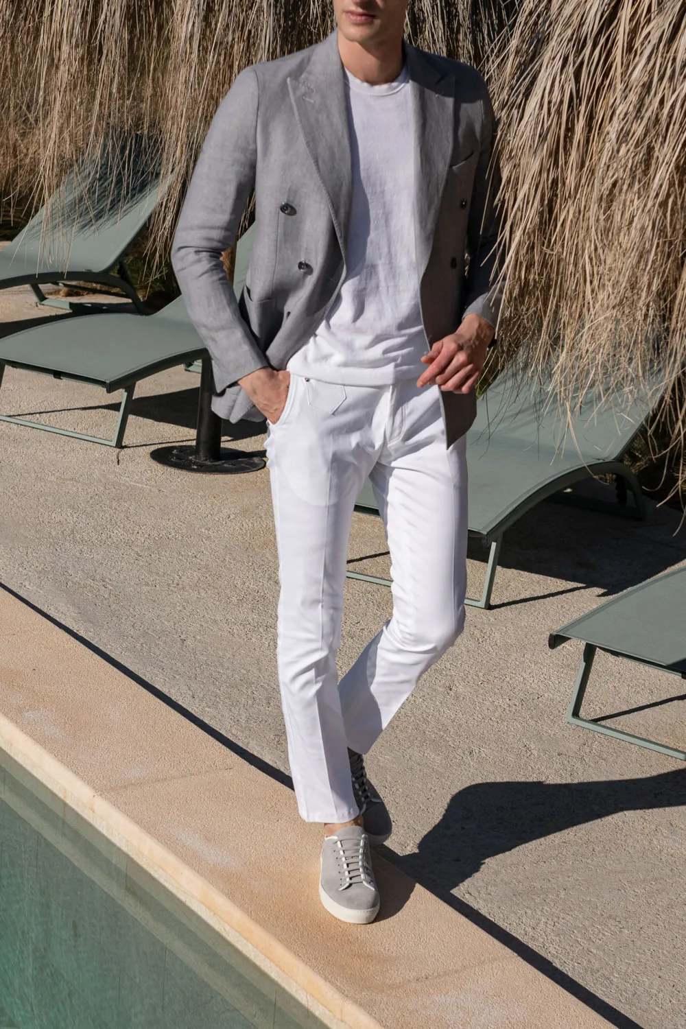 White Cotton Sirmione Trousers