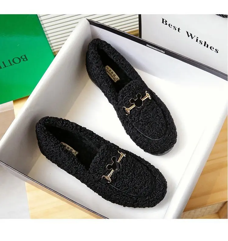 Cilool Furry Flats Loafers Fu64