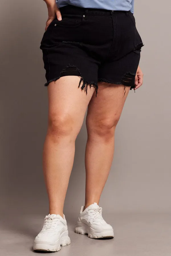 Black Relaxed Short High Rise