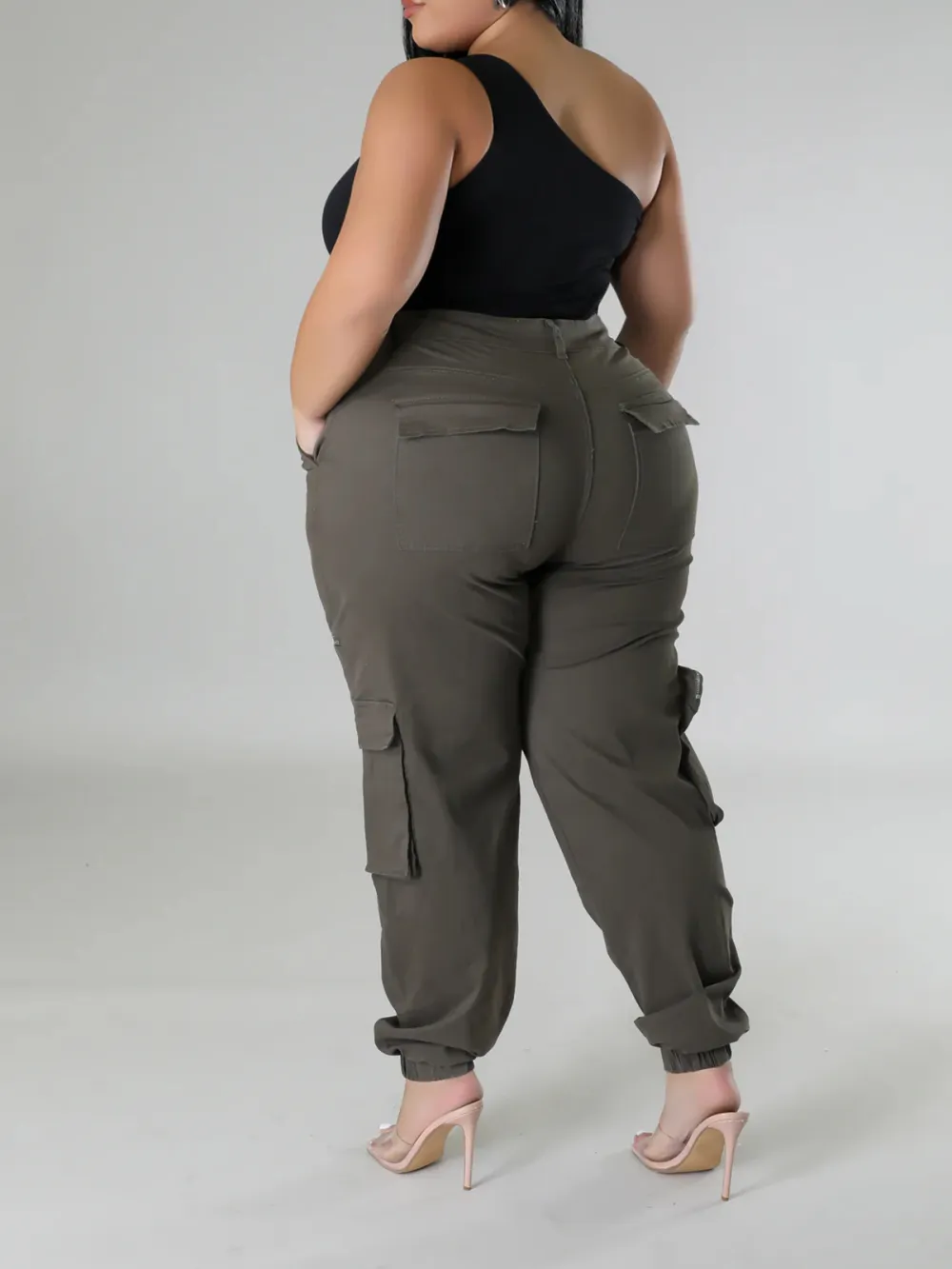 Plus-Size Fashion Women'S Solid Color Zipper Pants