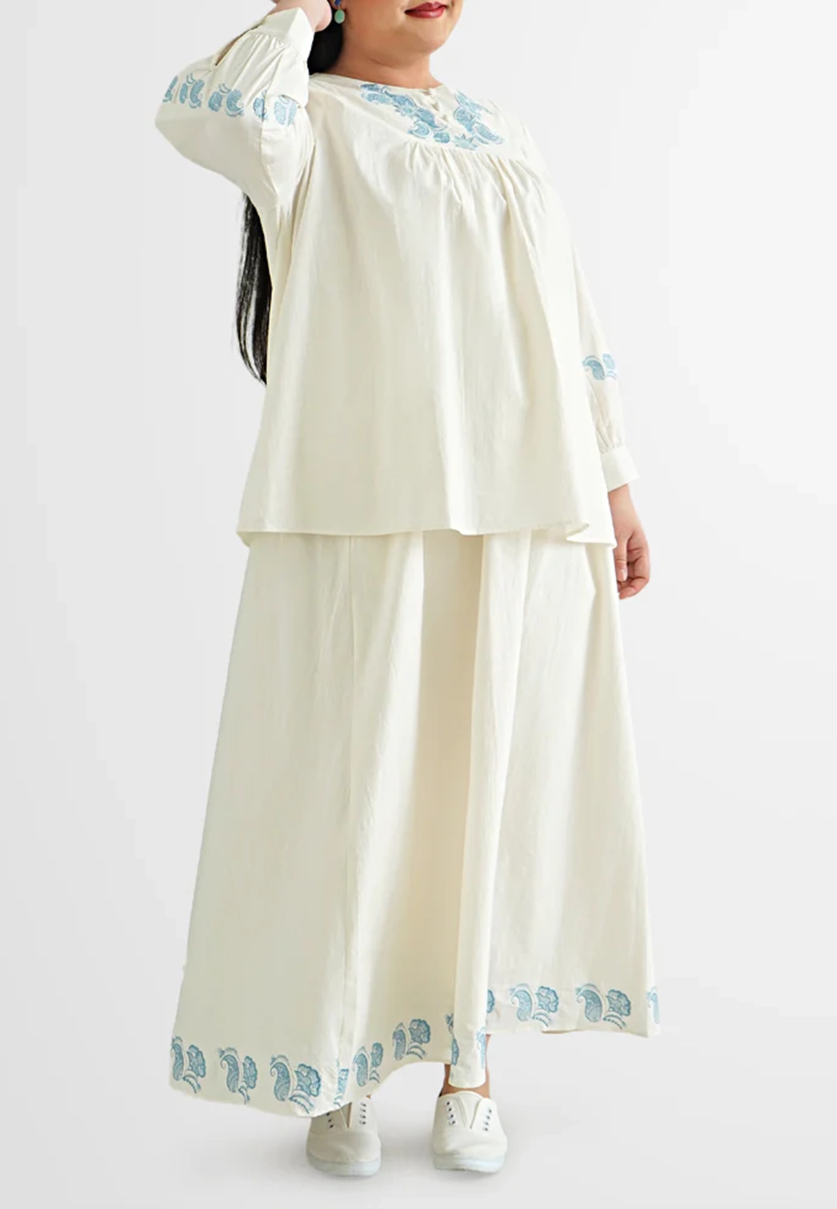 A-line Embroidery Long Skirt