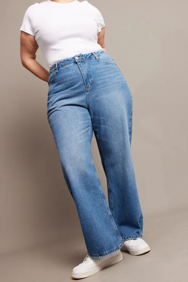 Denim Wide Leg Jeans High Rise