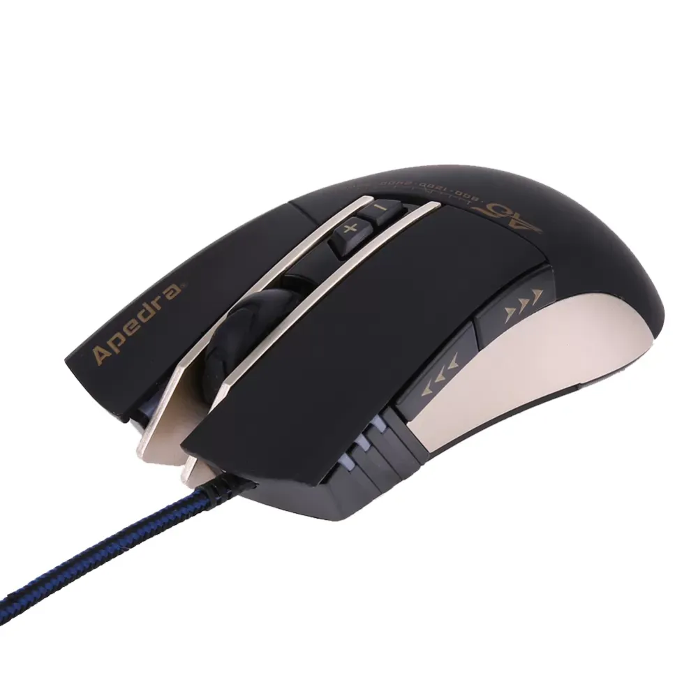 Ergonomic design 3200dpi 6-key programmable professional game mouse, led 4-color breathing lamp, suitable for laptop and pc