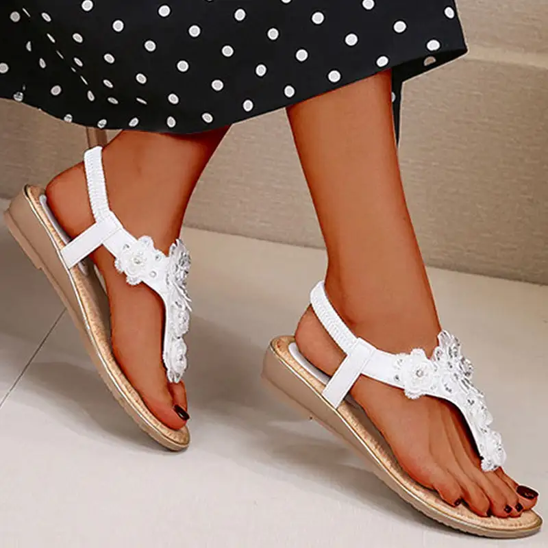 Cilool Open Toe Flowers Bohemian Sandals